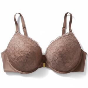 Soma EMBRACEABLE Push-Up Front-Close Bra 36D Lace Nude Mauve Sienna Sexy Classic
